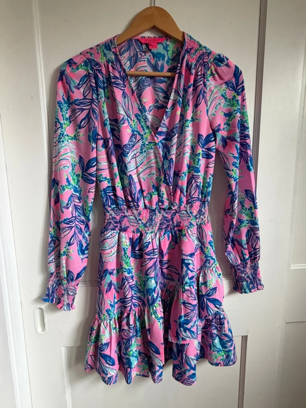 Lilly Pulitzer Pink & Blue Abstract Floral Top - Picture 2 of 7